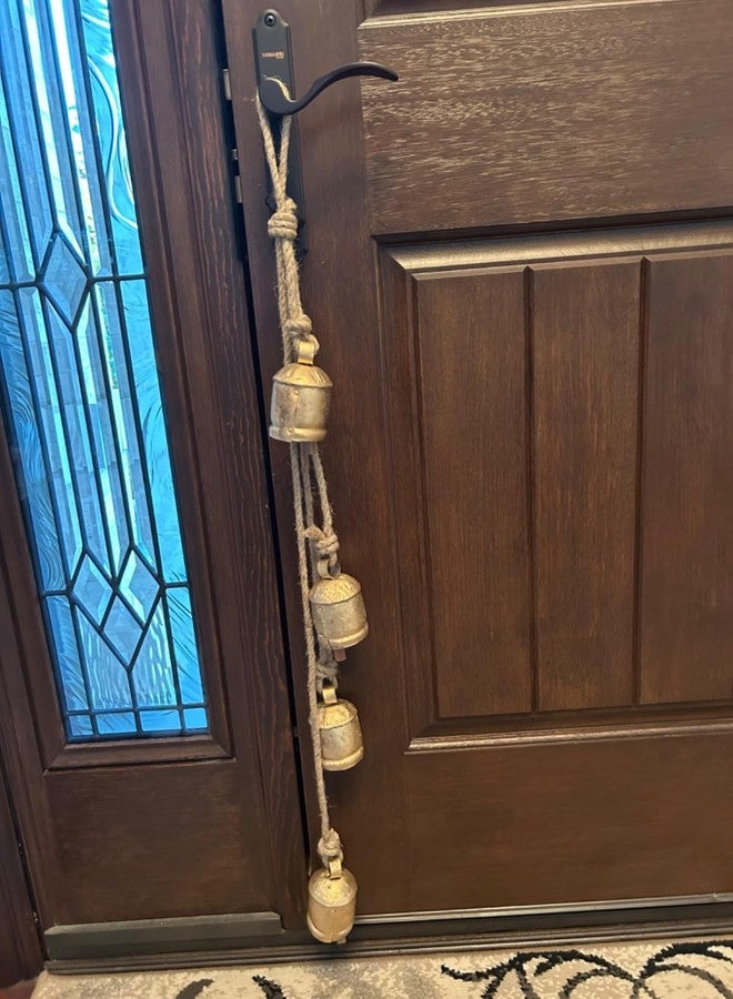 THOR INSTRUMENTS Christmas Decorations Indoor Christmas Garland Home Decor of Brass Bells Door Chime Cow Bell Harmony Rustic Vintage Wall Hanging Decor Wreath Outdoor Door Bell - Image 5